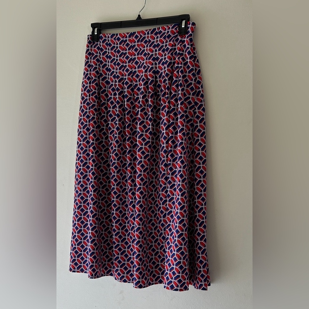 NWOT Kensie Geometric A-Line Midi Skirt in Pink and Blue - Picture 2 of 12